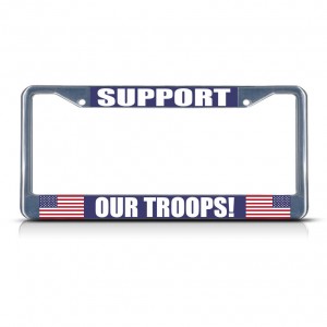 SUPPORT OUR TROOPS ARMY Metal License Plate Frame Tag Border Two Holes   381701014696